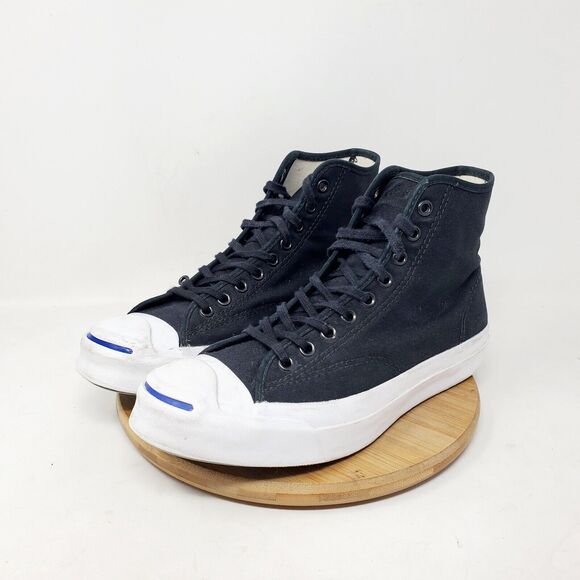 Converse Jack Purcell Shoes Women 8.5 Sneaker Black High Top Athletic - Picture 2 of 14